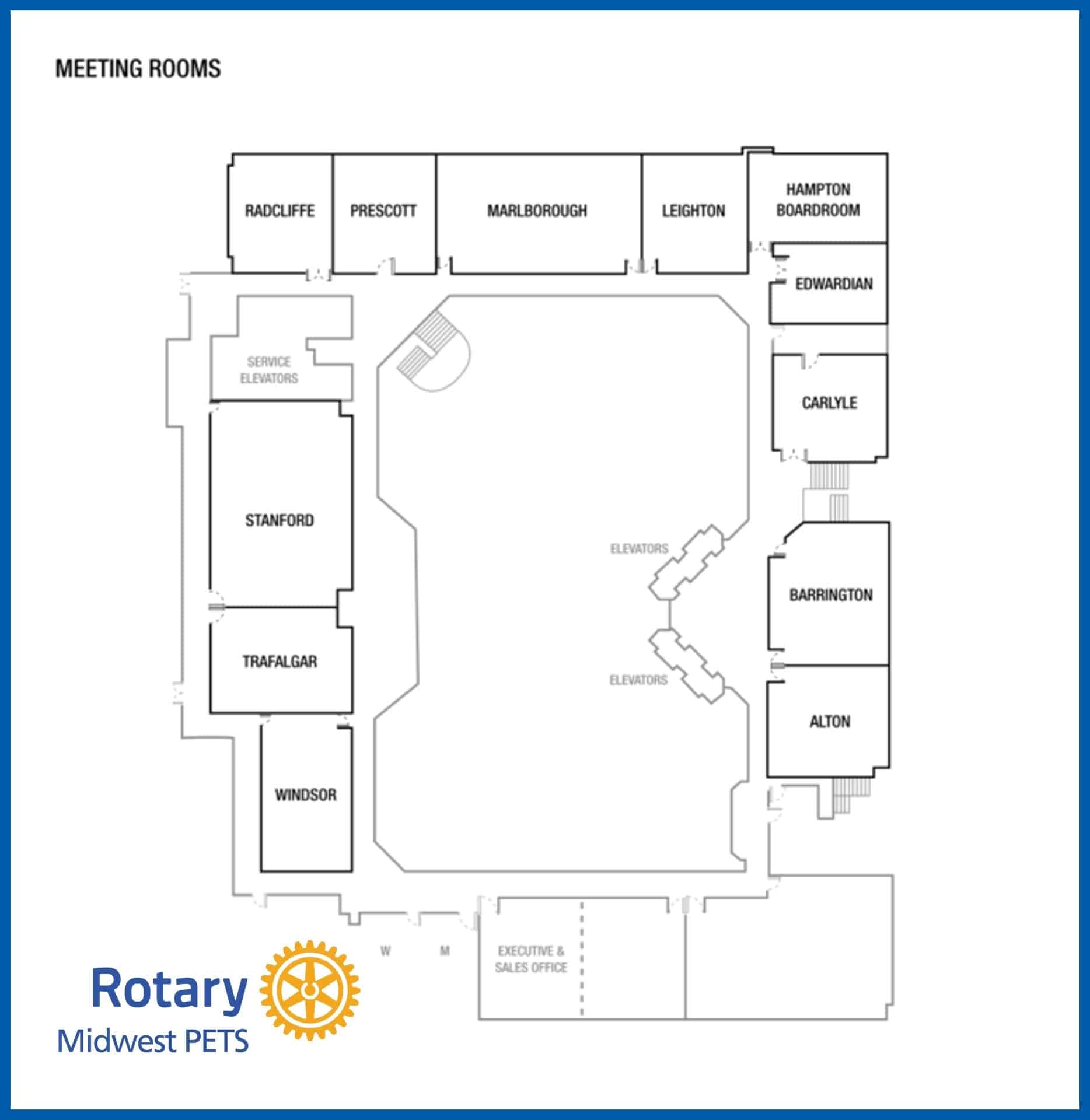 2nd Floor Conference Room Map at Westin Chicago Northwest Itasca